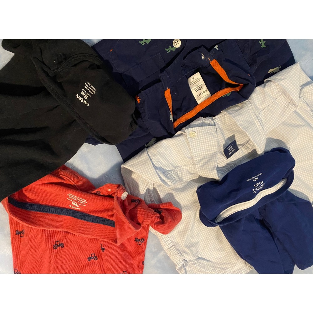 Carter's Baby Gap 18M Boy Bundle 5pc Rompers Bodysuit Gingham Shirt Dragon Dino - Picture 7 of 8
